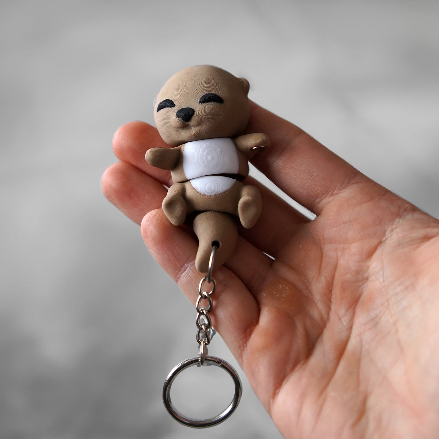 Flexi Baby Otter Magnetic Keychain – 3D Printed Fidget Toy, Cute Collectible Keychain