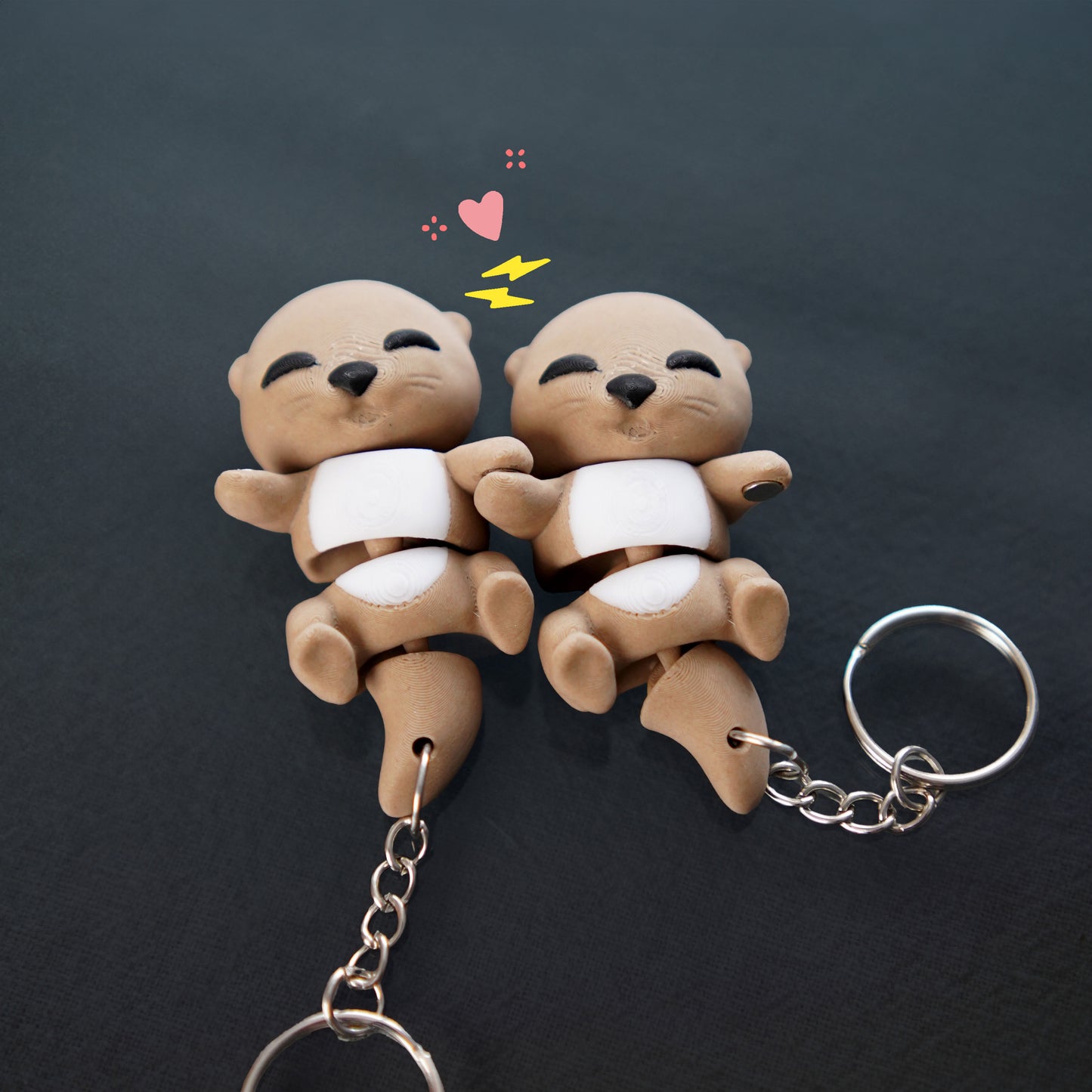 Flexi Baby Otter Magnetic Keychain – 3D Printed Fidget Toy, Cute Collectible Keychain