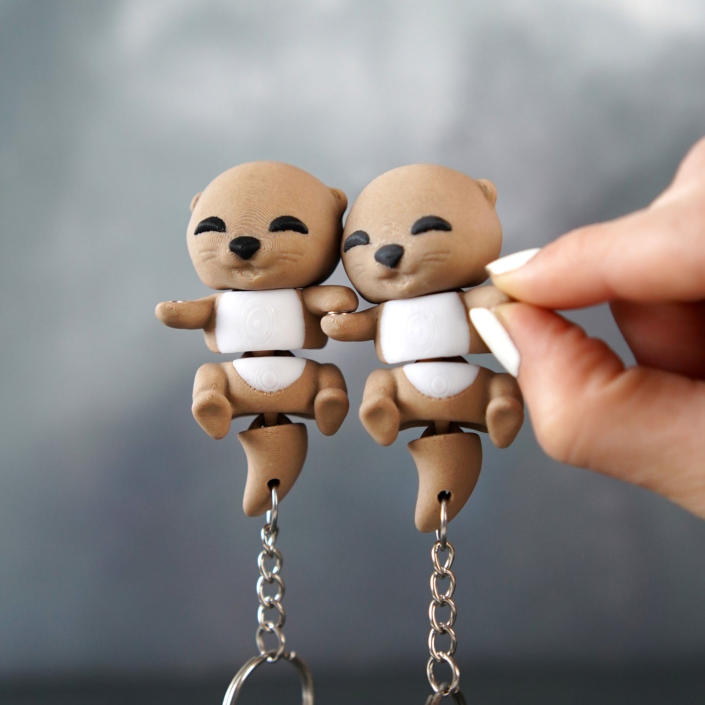 Flexi Baby Otter Magnetic Keychain – 3D Printed Fidget Toy, Cute Collectible Keychain