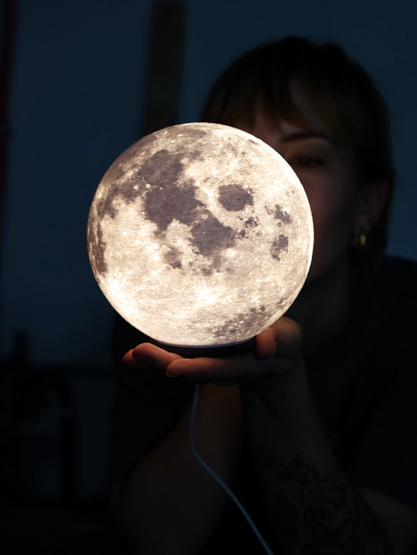 Moon Lamp (15cm) Night Light Lithophane 3D Printed Decor