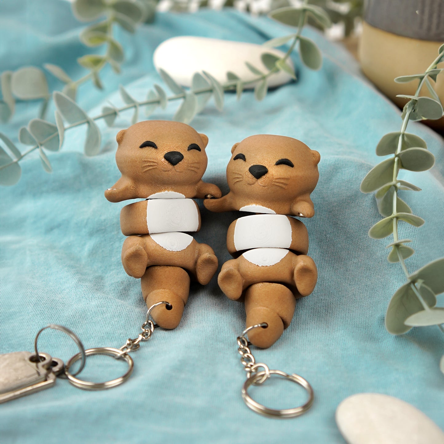 Flexi Otter Magnetic Keychain – 3D Printed Fidget Toy, Cute Collectible Keychain