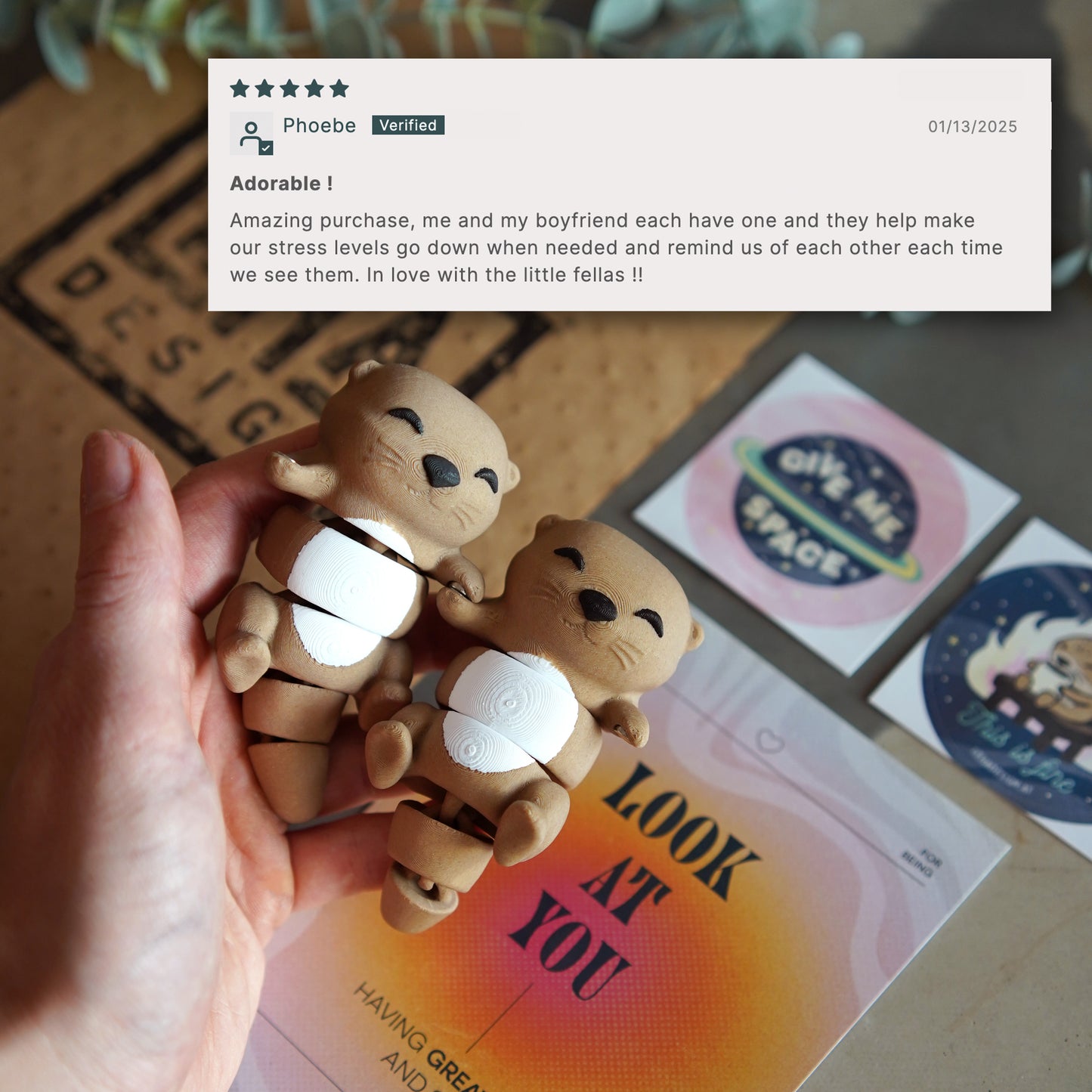 Flexi Otter Magnetic Keychain – 3D Printed Fidget Toy, Cute Collectible Keychain