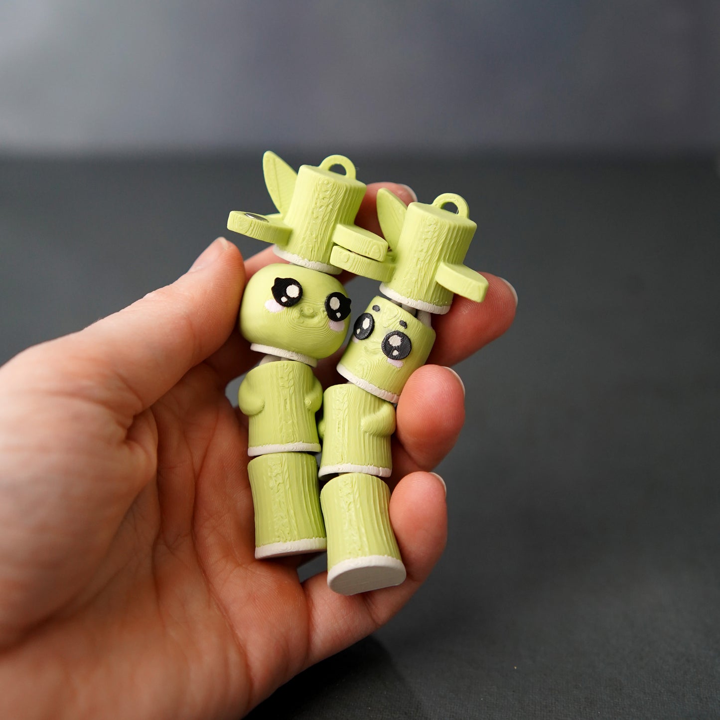Bamboo Buddy & Bamboo Babette (Pair) – Magnetic Hand-Holding Buddy | 3D Printed Fidget Toy Keychain