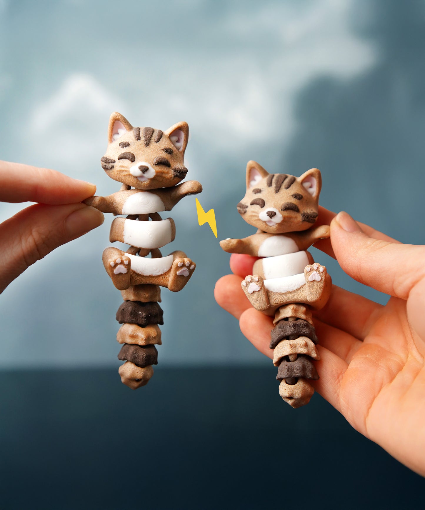 Flexi Cat Magnetic Keychain – 3D Printed Fidget Toy, Cute Collectible Keychain