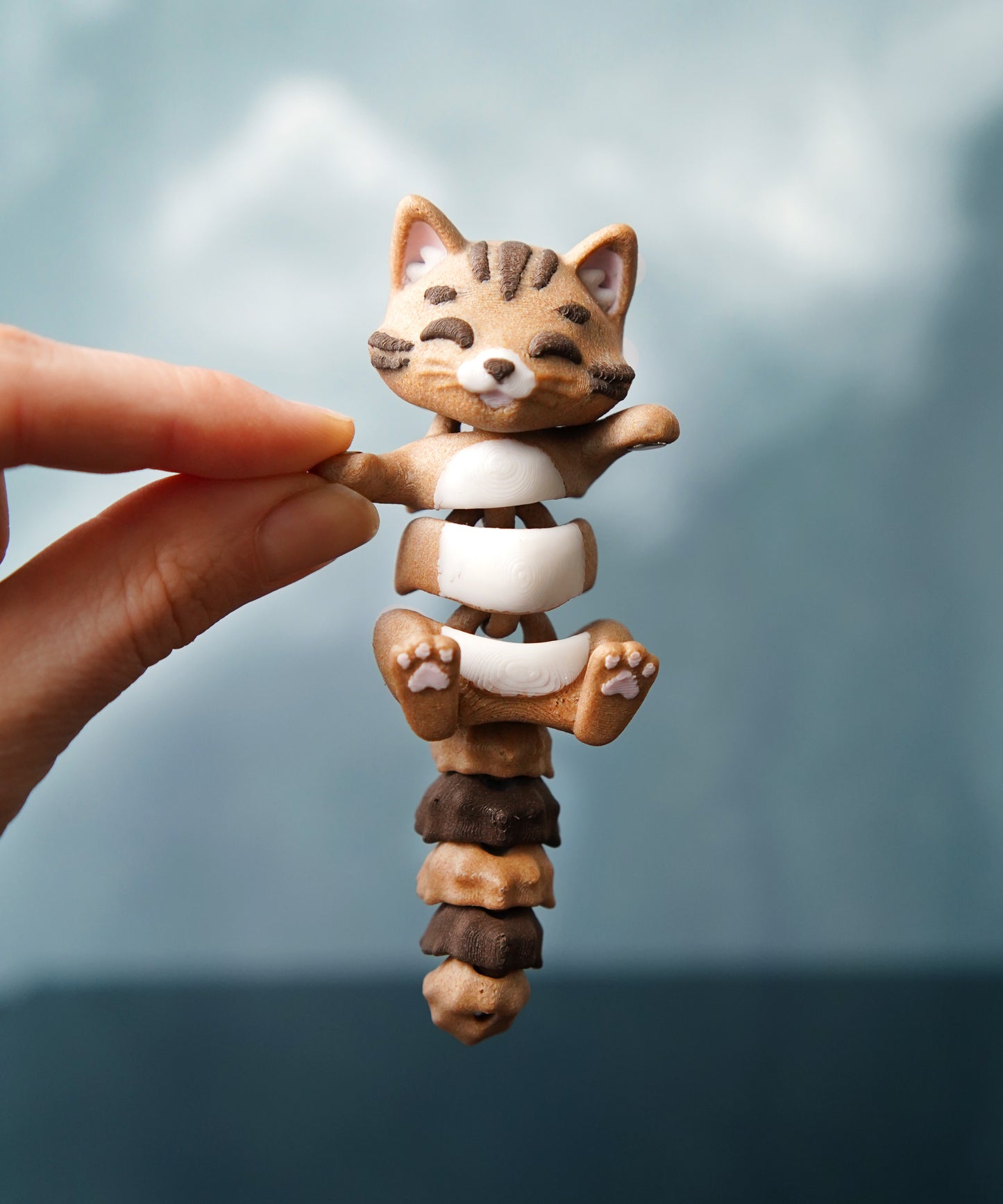 Flexi Cat Magnetic Keychain – 3D Printed Fidget Toy, Cute Collectible Keychain