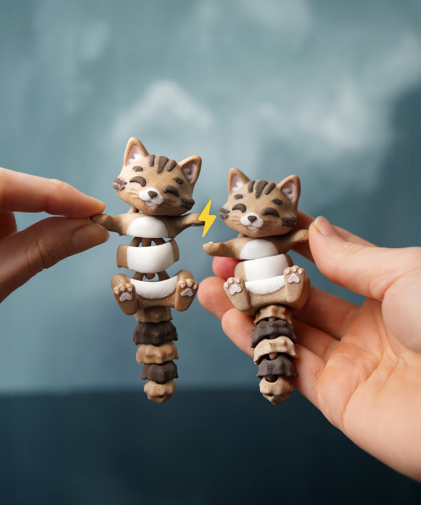 Flexi Cat Magnetic Keychain – 3D Printed Fidget Toy, Cute Collectible Keychain