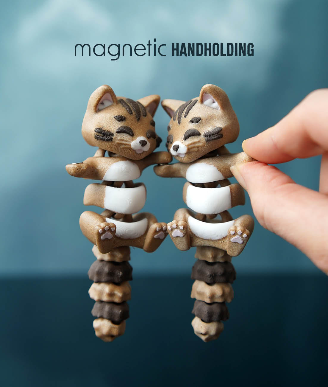 Flexi Cat Magnetic Keychain – 3D Printed Fidget Toy, Cute Collectible Keychain