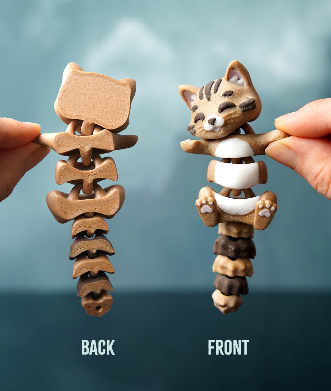 Flexi Cat Magnetic Keychain – 3D Printed Fidget Toy, Cute Collectible Keychain