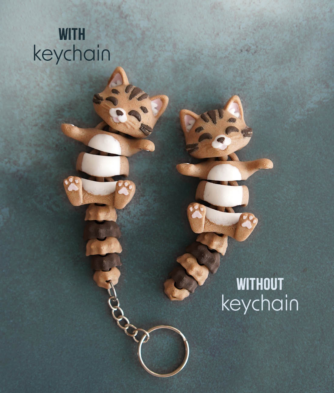 Flexi Cat Magnetic Keychain – 3D Printed Fidget Toy, Cute Collectible Keychain