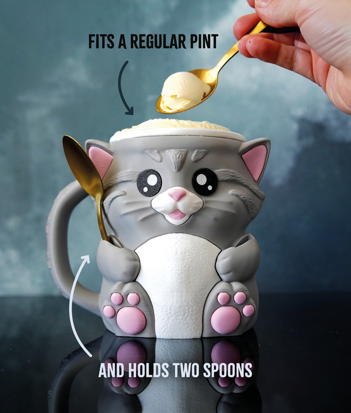 Cuddles, the Cat Ice Pint Holder