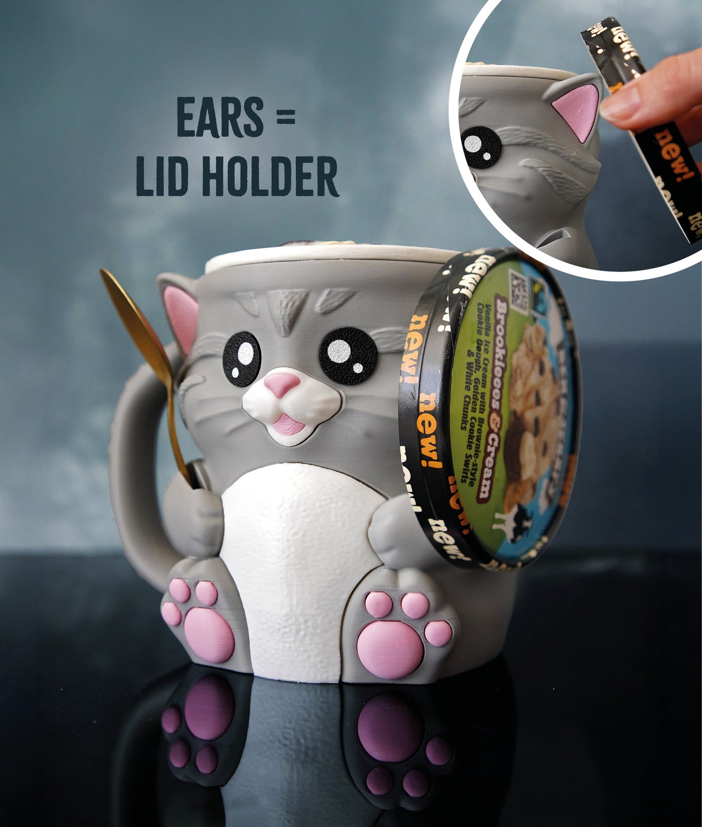 Cuddles, the Cat Ice Pint Holder
