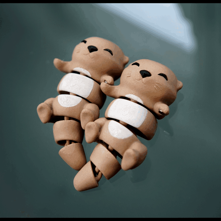 Flexi Otter Magnetic Keychain – 3D Printed Fidget Toy, Cute Collectible Keychain
