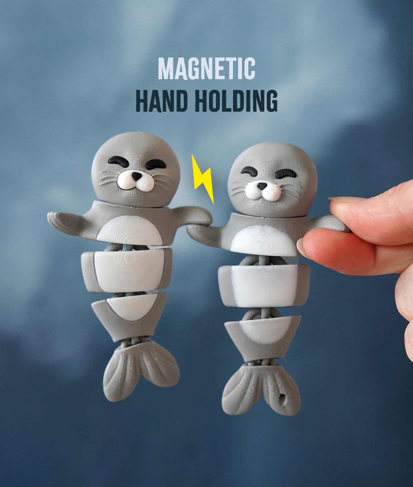 Flexi Seal Magnetic Keychain – 3D Printed Fidget Toy, Cute Collectible Keychain
