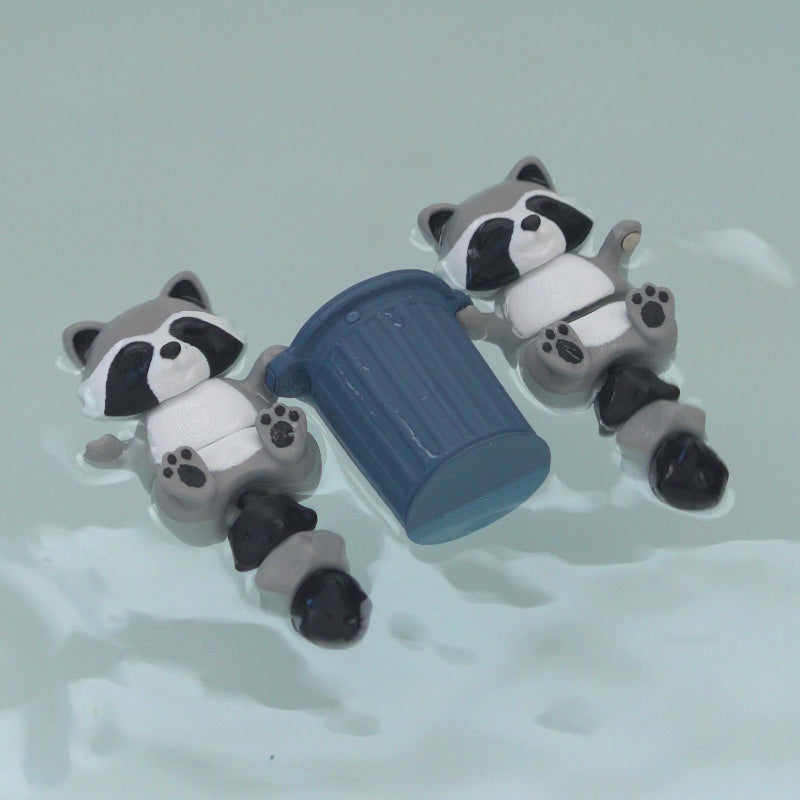 Flexi Raccoon Magnetic Keychain – 3D Printed Fidget Toy, Cute Collectible Keychain