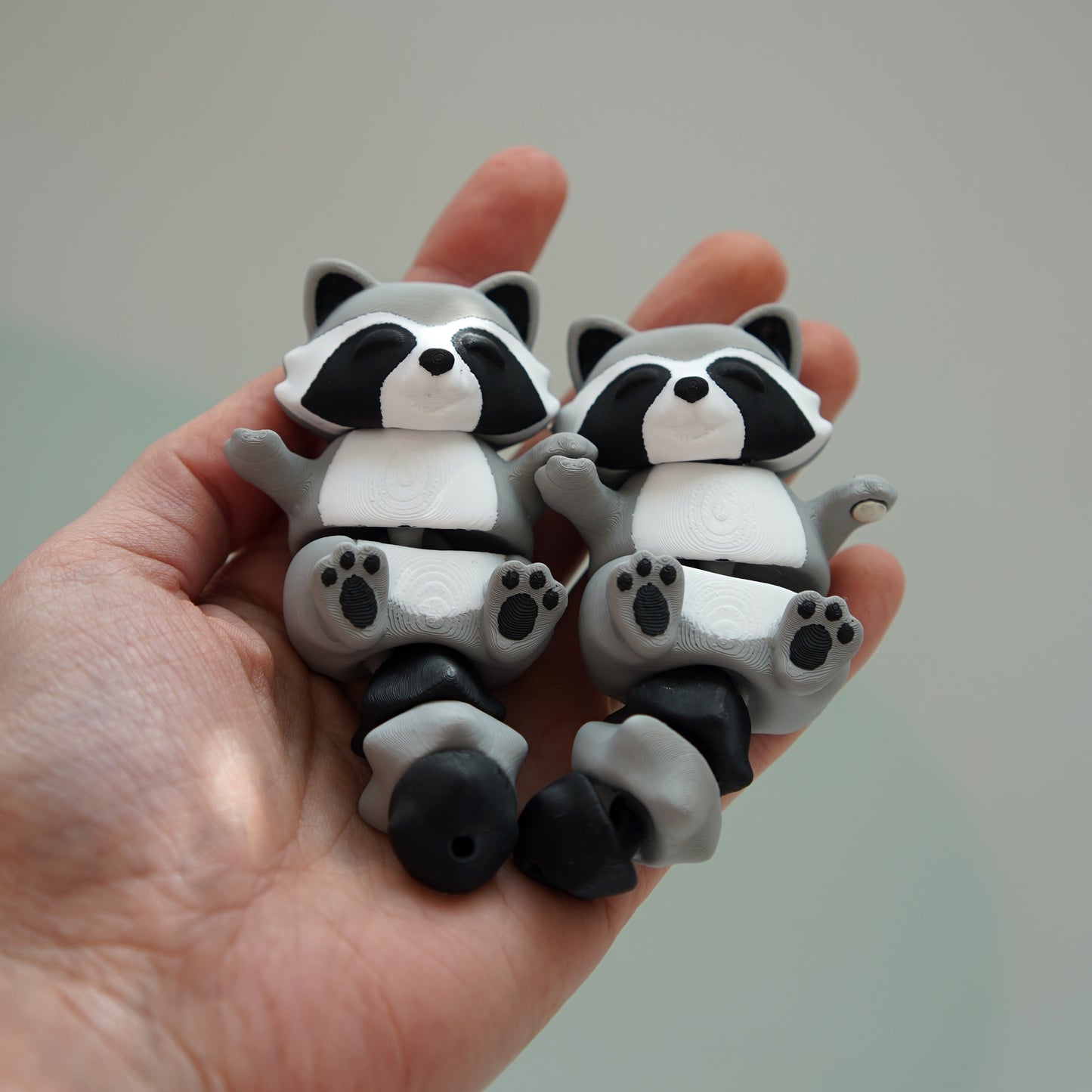 Flexi Raccoon Magnetic Keychain – 3D Printed Fidget Toy, Cute Collectible Keychain