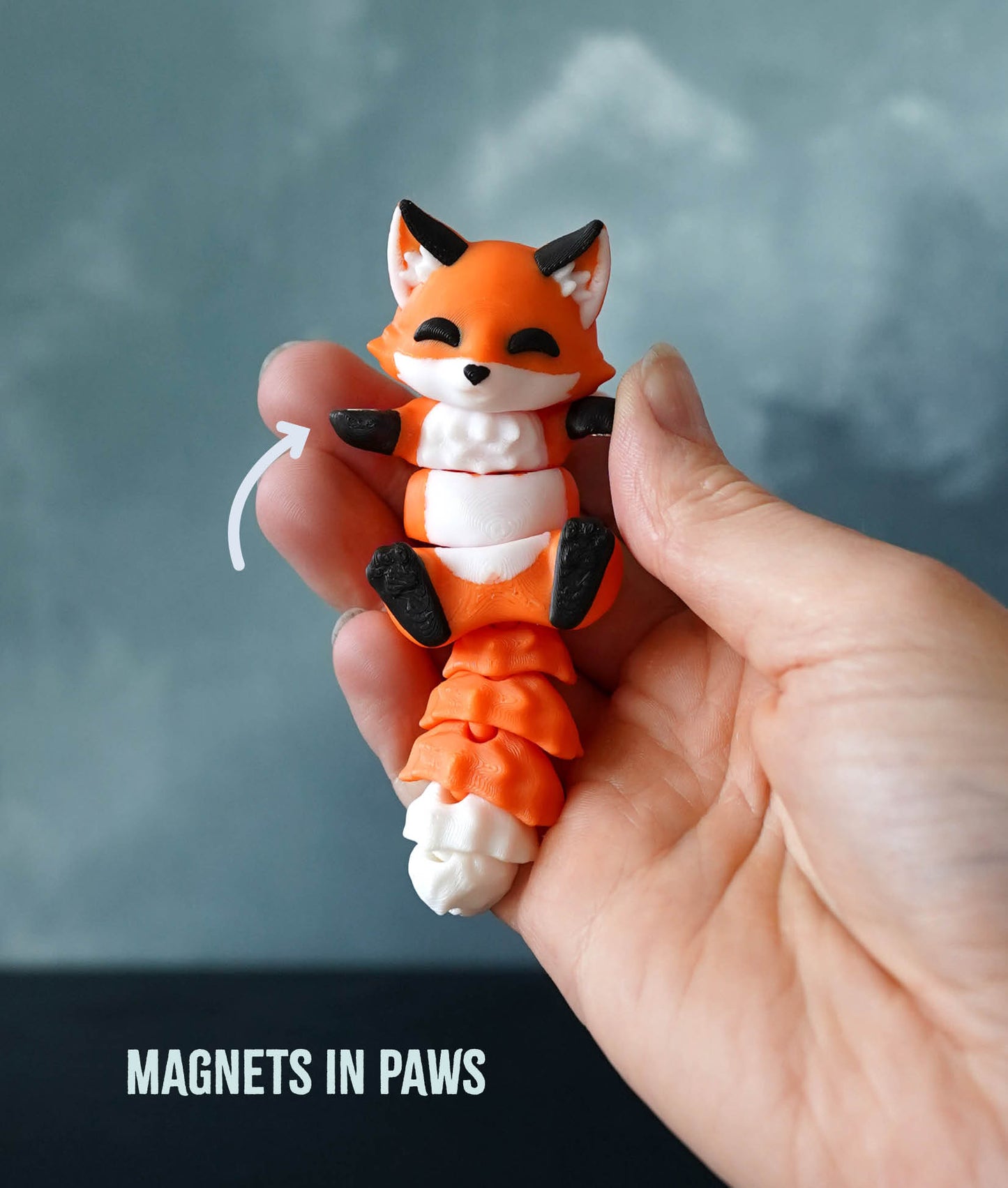Flexi Fox Magnetic Keychain – 3D Printed Fidget Toy, Cute Collectible Keychain
