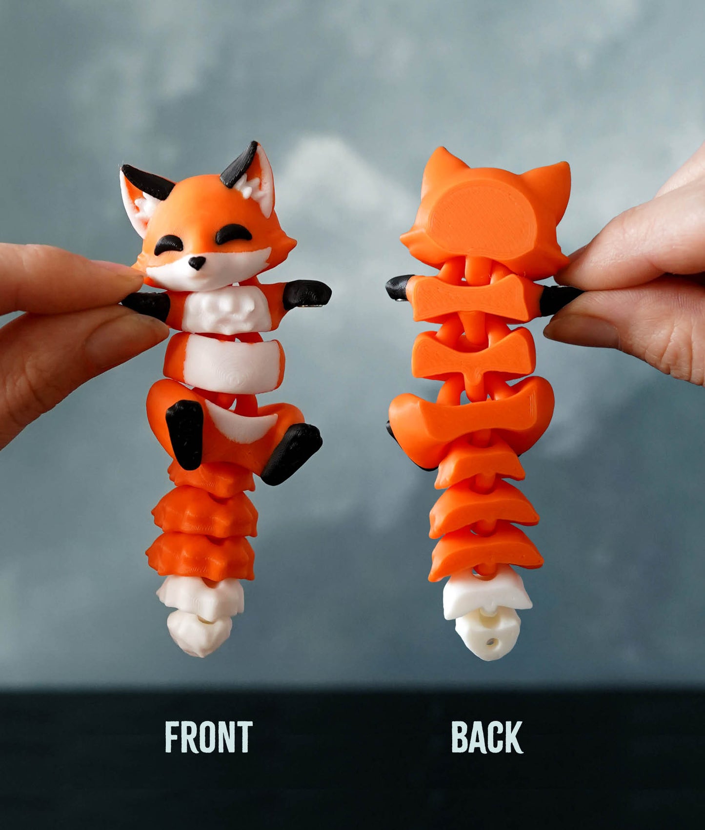 Flexi Fox Magnetic Keychain – 3D Printed Fidget Toy, Cute Collectible Keychain