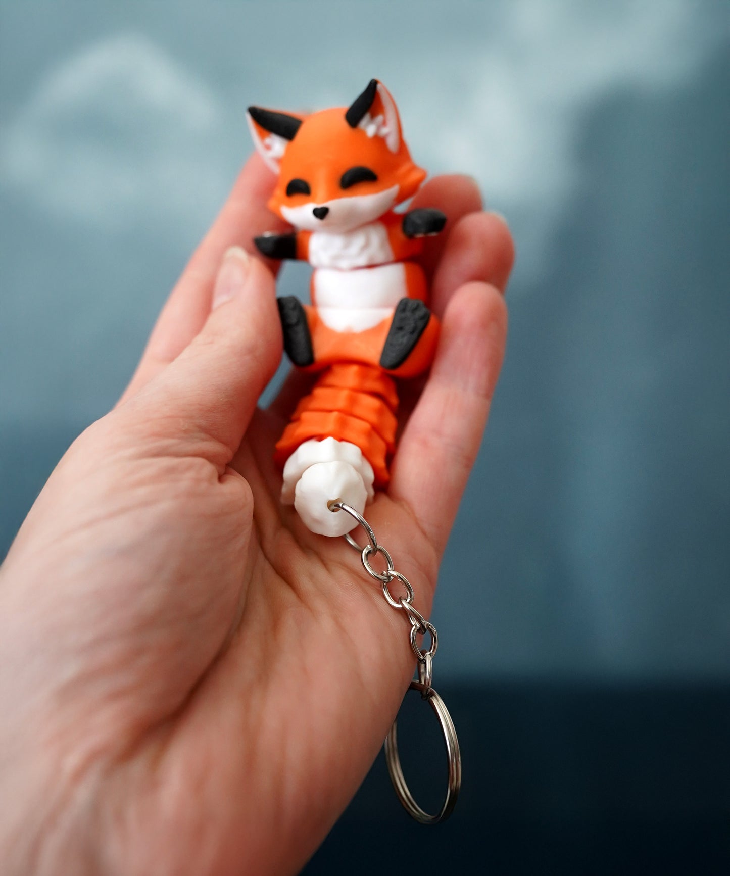 Flexi Fox Magnetic Keychain – 3D Printed Fidget Toy, Cute Collectible Keychain
