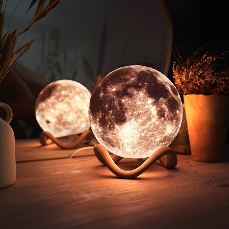 Mondlampe Nachttisch Mondlampe Mond Nachtlicht Schreibtischlampe Litho –  LeHa-Design