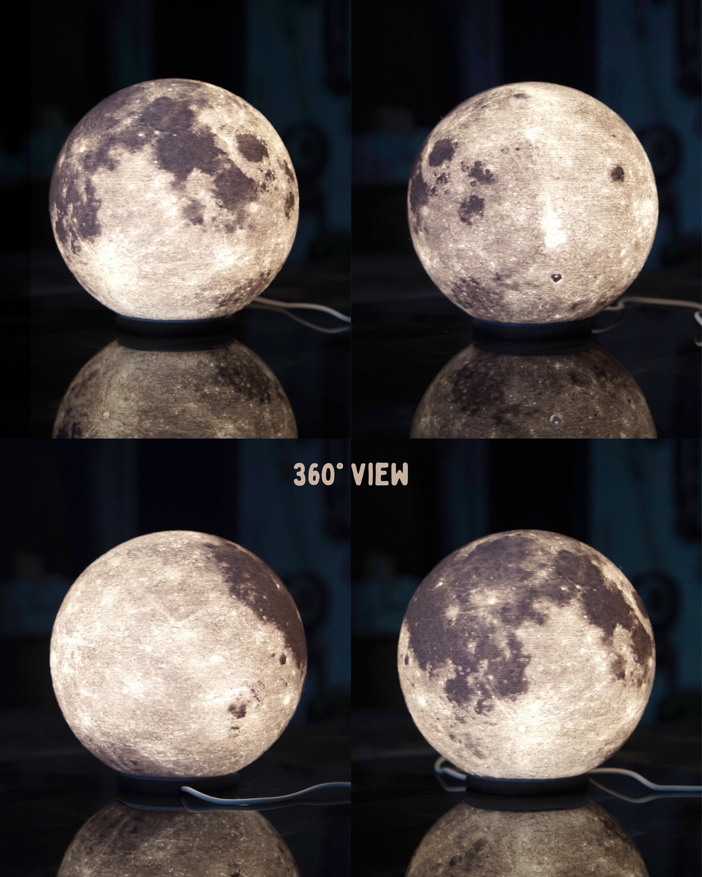 Moon Lamp (15cm) Night Light Lithophane 3D Printed Decor
