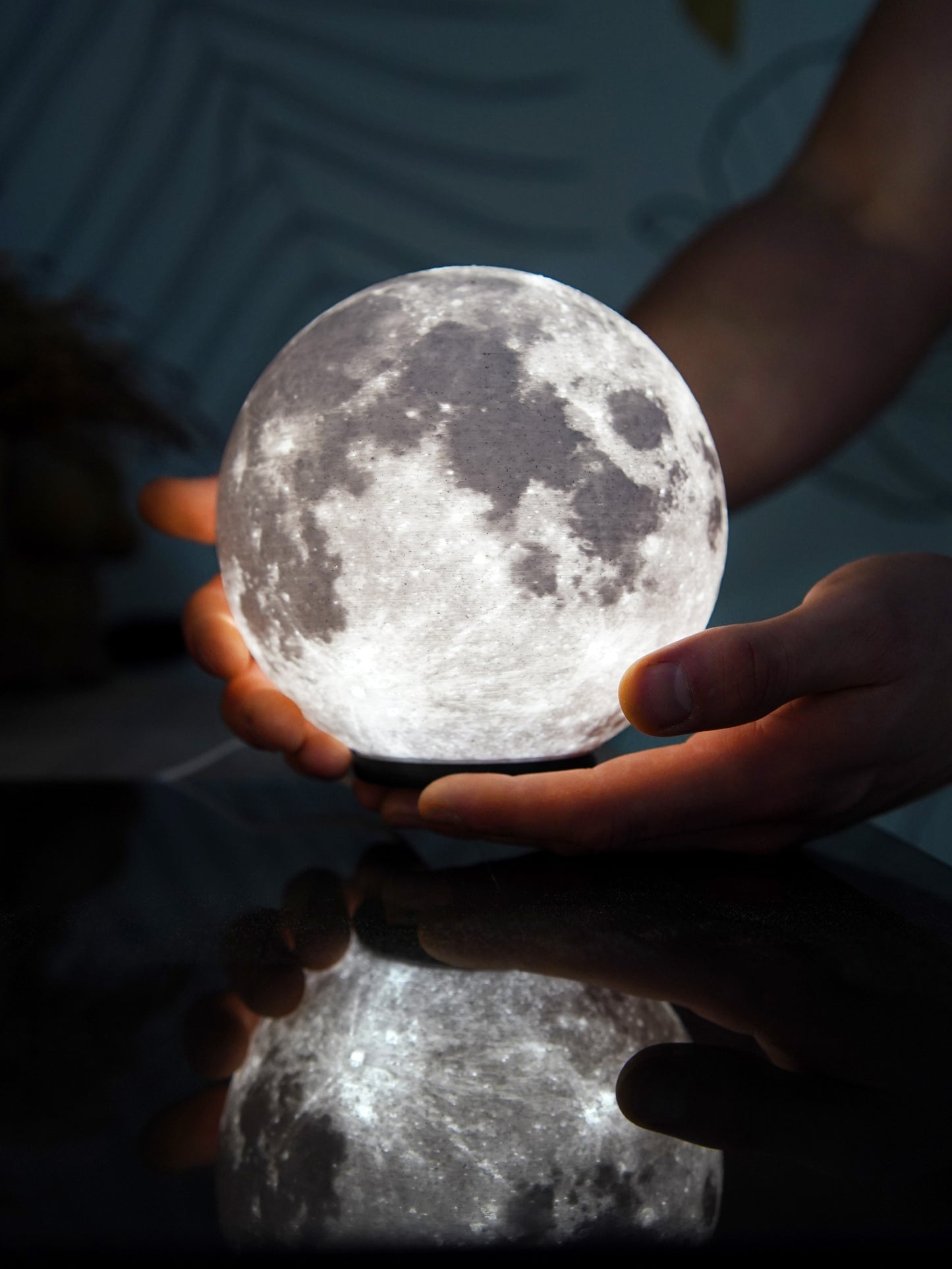 Moon Lamp (15cm) Night Light Lithophane 3D Printed Decor