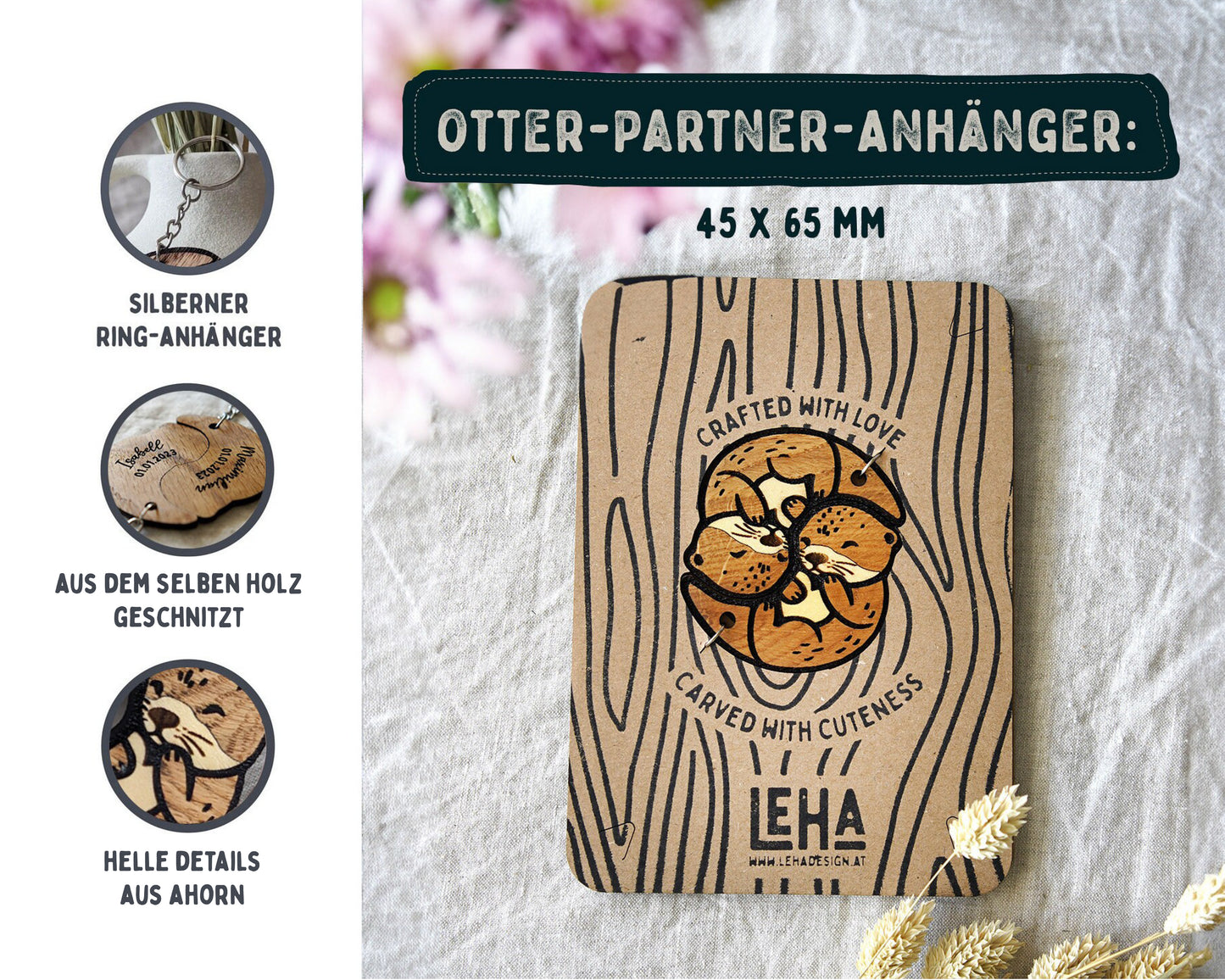 Matching Otter Keychains – Personalized Wooden Gift