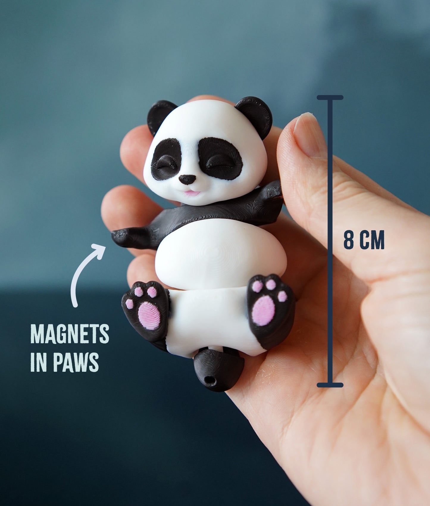Flexi Panda Magnetic Keychain – 3D Printed Fidget Toy, Cute Collectible Keychain