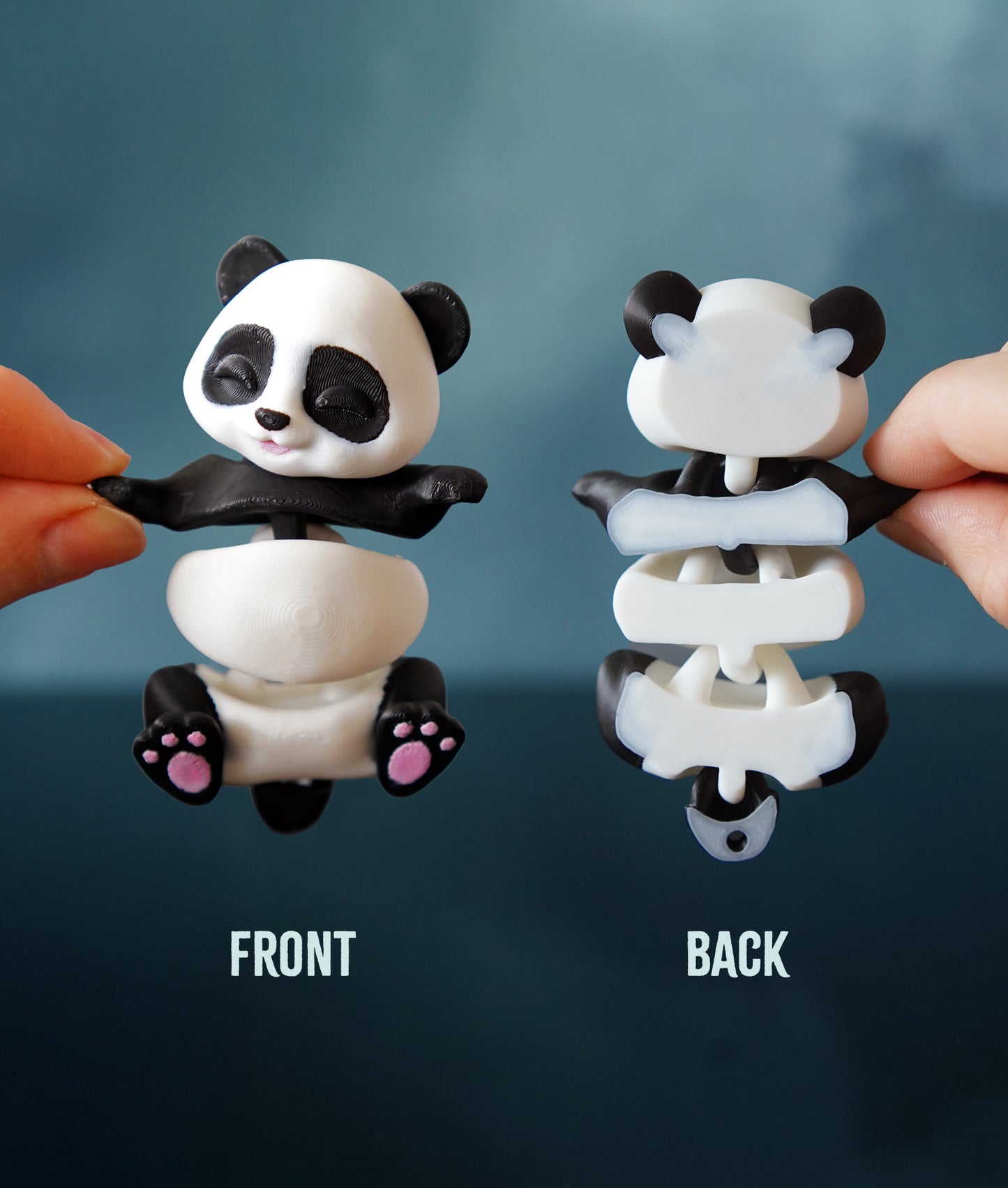 Flexi Panda Magnetic Keychain – 3D Printed Fidget Toy, Cute Collectible Keychain