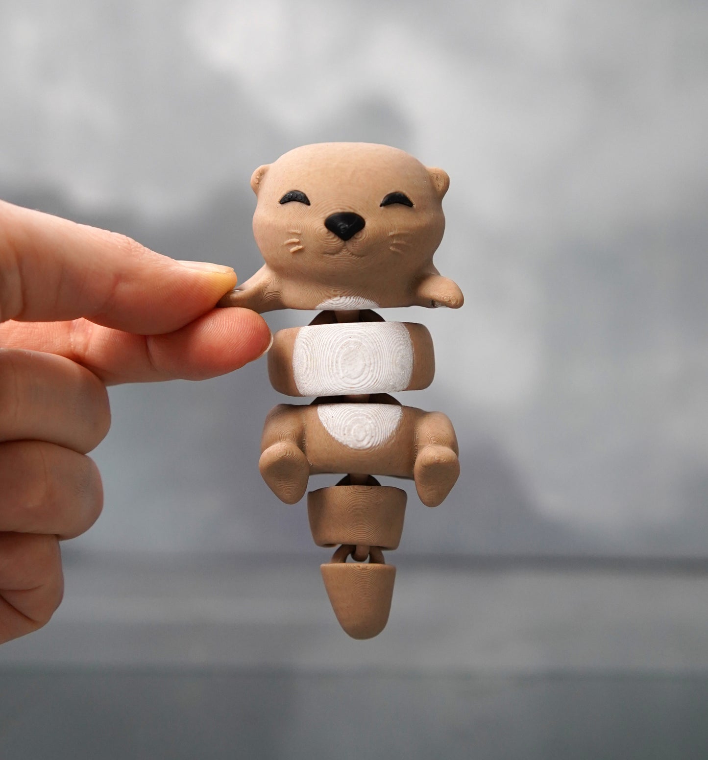 Flexi Otter Magnetic Keychain – 3D Printed Fidget Toy, Cute Collectible Keychain