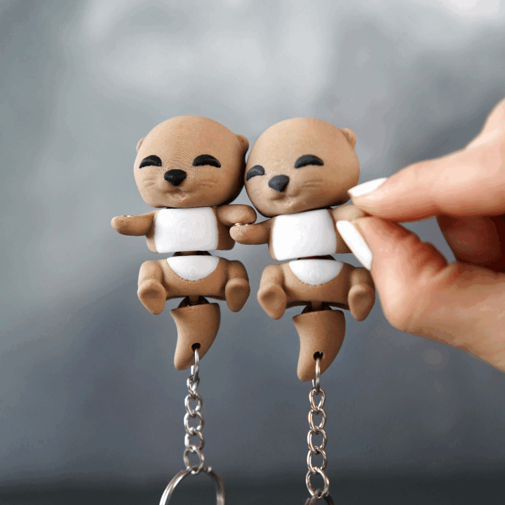 Flexi Baby Otter Magnetic Keychain – 3D Printed Fidget Toy, Cute Collectible Keychain