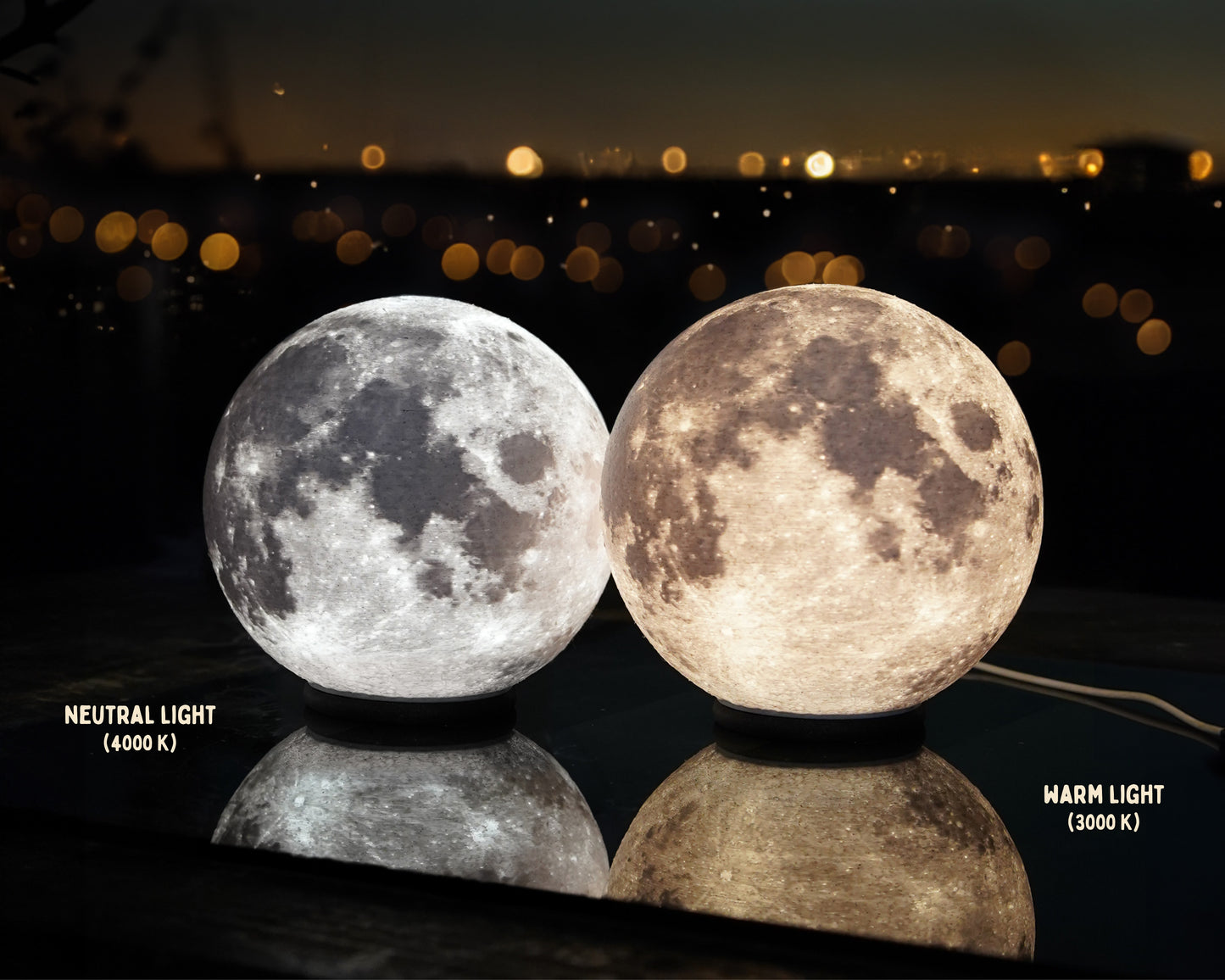 Moon Lamp (15cm) Night Light Lithophane 3D Printed Decor