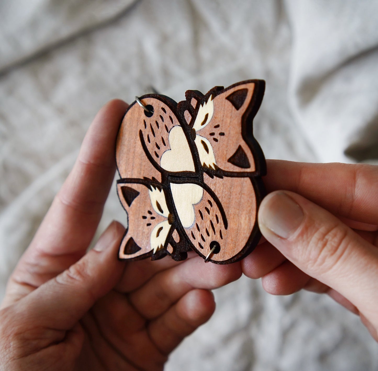 Matching Fox Keychains – Personalized Wooden Gift
