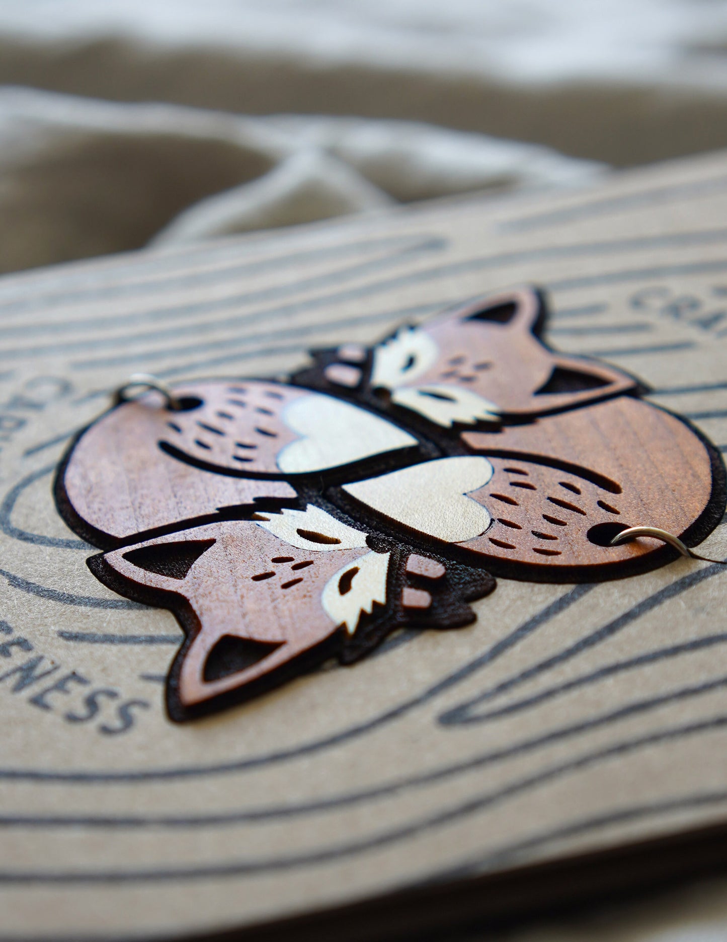 Matching Fox Keychains – Personalized Wooden Gift