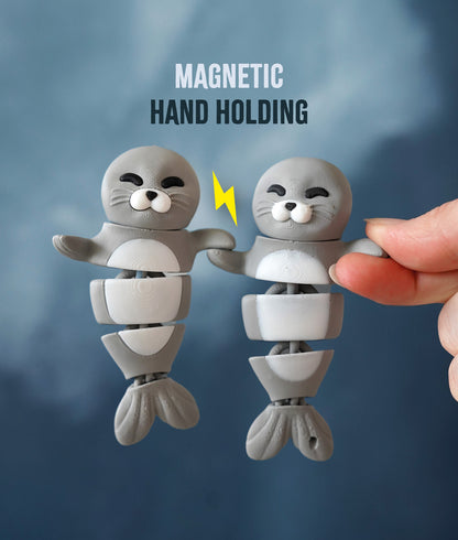 Flexi Seal Magnetic Keychain – 3D Printed Fidget Toy, Cute Collectible Keychain