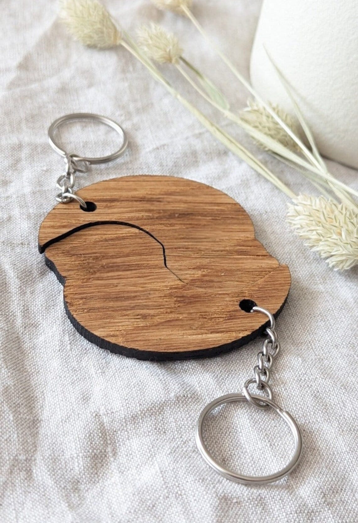 Keychain personalized otter made of wood keychain pair wooden otter partner couple anniversary sea otter 