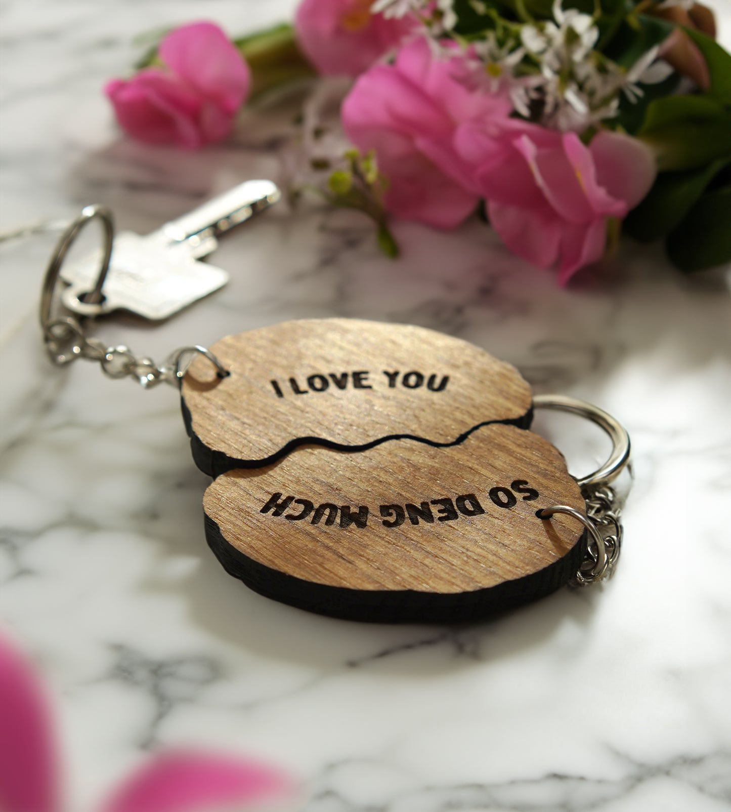 2 x Moo Deng Hippo Wooden Keychains - Personalized