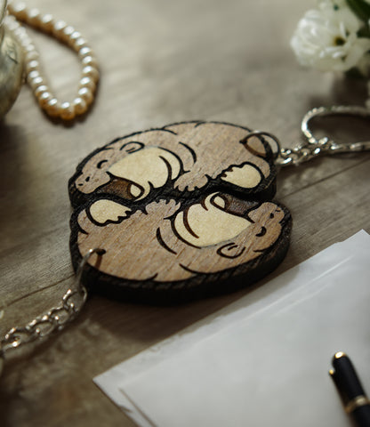 2 x Moo Deng Hippo Wooden Keychains - Personalized