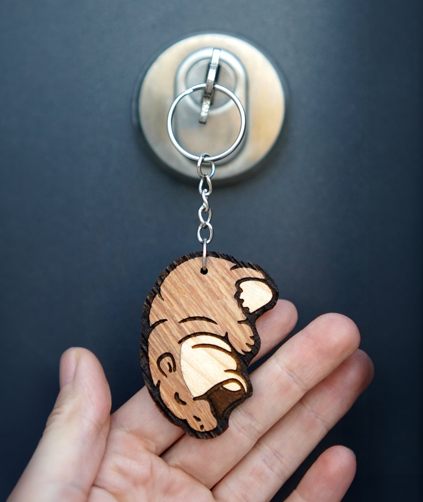 2 x Moo Deng Hippo Wooden Keychains - Personalized