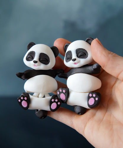 Flexi Panda Magnetic Keychain – 3D Printed Fidget Toy, Cute Collectible Keychain