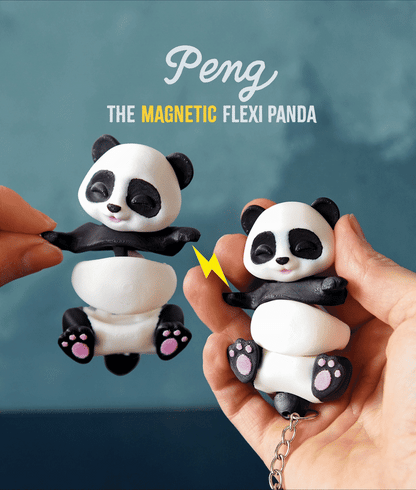 Flexi Panda Magnetic Keychain – 3D Printed Fidget Toy, Cute Collectible Keychain